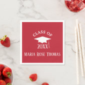 Kardinal Red Grad Cap & Blätter Paper Napkins Serviette (Beispiel)