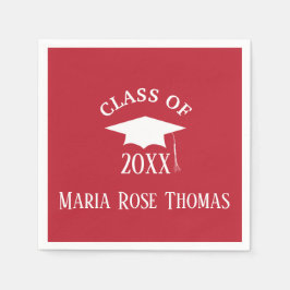Kardinal Red Grad Cap & Blätter Paper Napkins Serviette
