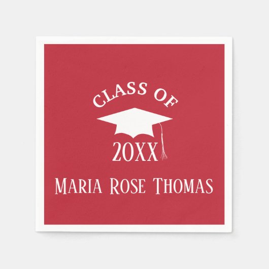 Kardinal Red Grad Cap & Blätter Paper Napkins Serviette (Vorderseite)