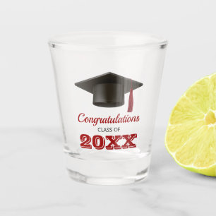 Kardinal Red Gratulationen Uni Graduate Schnapsglas