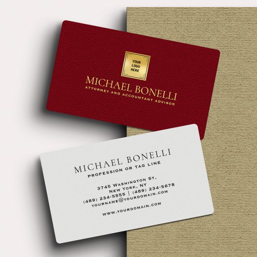 Kardinal Red Leather Business-Logo Visitenkarte