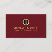Kardinal Red Leather Corporate Round Gold Logo Visitenkarte (Vorderseite)
