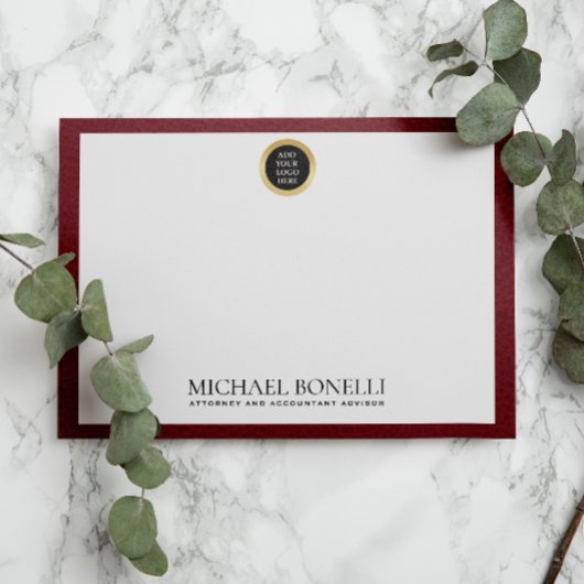 Kardinal Red Leather Gold Square Logo Monogram Mitteilungskarte