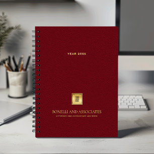 Kardinal Red Leather Look Firmenlogo und Name Planer