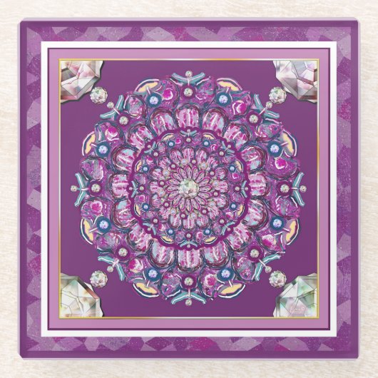 Kardinal Red Rosace Glasuntersetzer (Vorderseite)