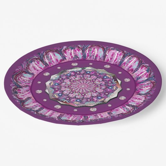 Kardinal Red Rosace Pappteller (Schrägansicht)