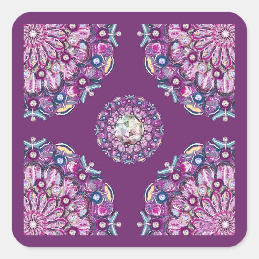 Kardinal Red Rosace Quadratischer Aufkleber (Vorderseite)