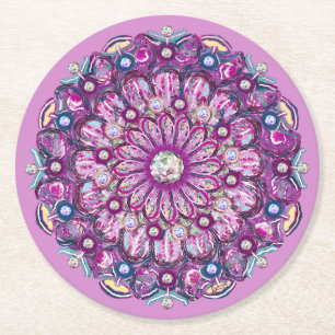 Kardinal Red Rosace Runder Pappuntersetzer