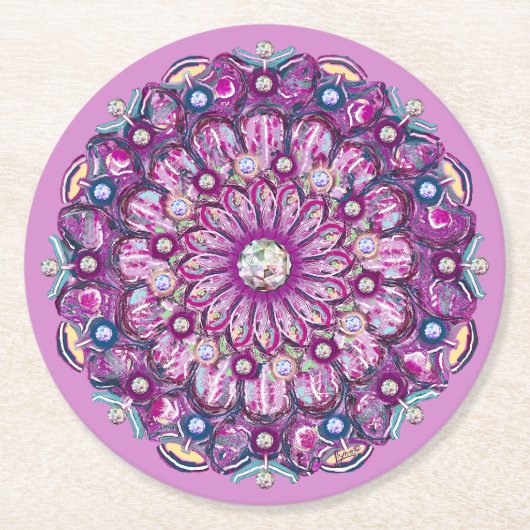 Kardinal Red Rosace Runder Pappuntersetzer (Vorderseite)