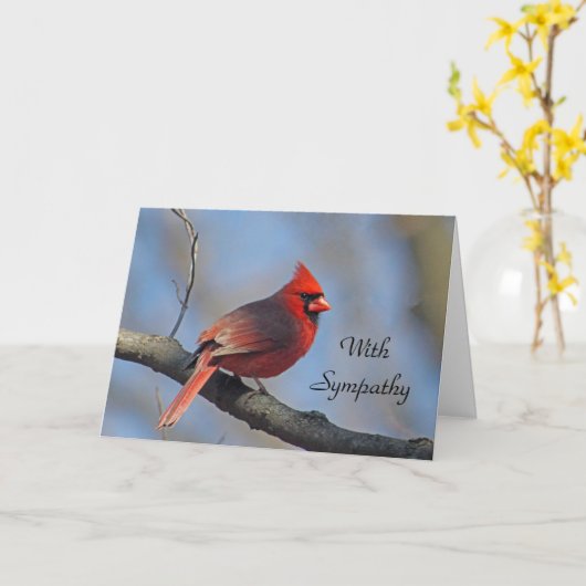 Kardinal Red Songbird Beileid Karte (Gelbe Blume)