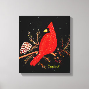 Kardinal Redbird Bird Sequins Stickereidesign Leinwanddruck