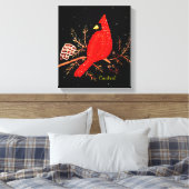 Kardinal Redbird Bird Sequins Stickereidesign Leinwanddruck (Insitu (Schlafzimmer))