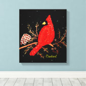 Kardinal Redbird Bird Sequins Stickereidesign Leinwanddruck (Insitu (Holzboden))