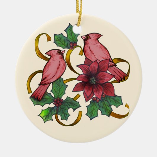 Kardinal Ribbons Zollschmuck Keramik Ornament (Vorne)