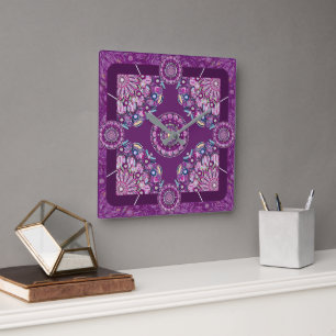 Kardinal Rosace Quadratische Wanduhr