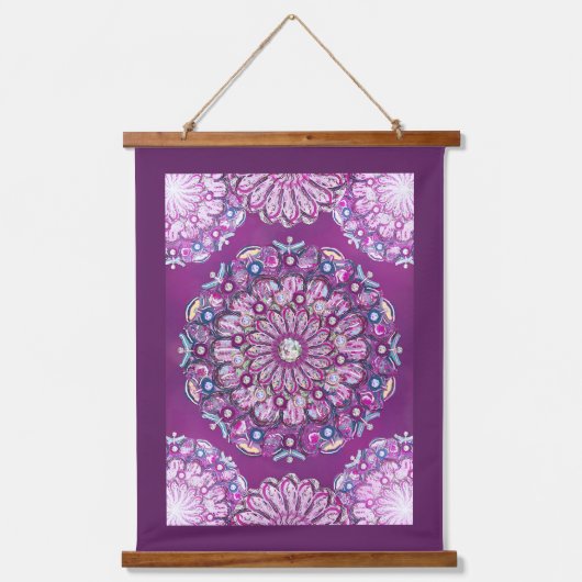 Kardinal Rosace Wandteppich Mit Holzrahmen (Vorderseite)