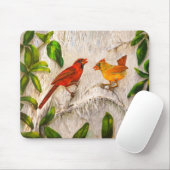 Kardinal, rot und orange mousepad (Mit Mouse)