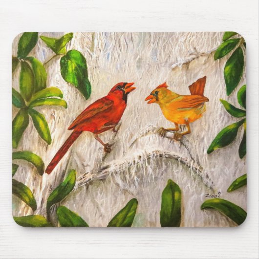 Kardinal, rot und orange mousepad (Vorne)