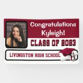 Kardinal Rot und Weiß Abschluss Banner (Horizontal)