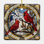 Kardinal-Rot-Vogelgeweih-Gedenkrunde Keramikornament (Rückseite)