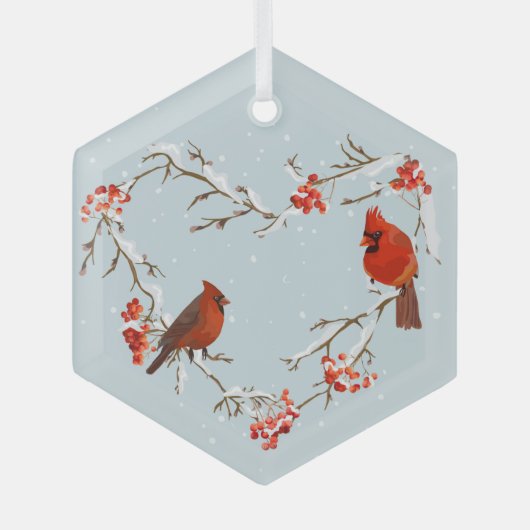 Kardinal Roter Bird Wreath Weihnachten Ornament Aus Glas (Vorderseite)