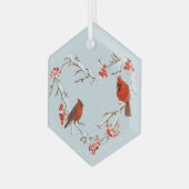 Kardinal Roter Bird Wreath Weihnachten Ornament Aus Glas (Vorderseite Links)