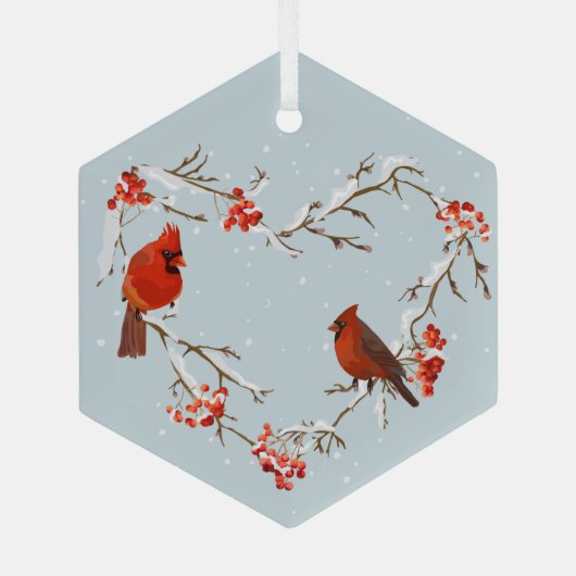Kardinal Roter Bird Wreath Weihnachten Ornament Aus Glas (Rückseite)