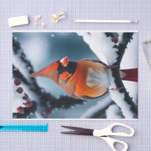 Kardinal Roter Winter Schneebaum Illustration Seidenpapier (Handwerk)