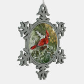 Kardinal Schneeflocken Zinn-Ornament (Links)