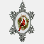 Kardinal Schneeflocken Zinn-Ornament (Links)