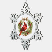 Kardinal Schneeflocken Zinn-Ornament (Rechts)