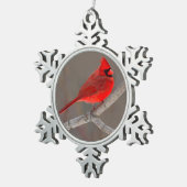 Kardinal Schneeflocken Zinn-Ornament (Rechts)