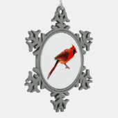 Kardinal Schneeflocken Zinn-Ornament (Links)
