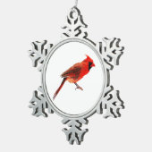 Kardinal Schneeflocken Zinn-Ornament (Rechts)