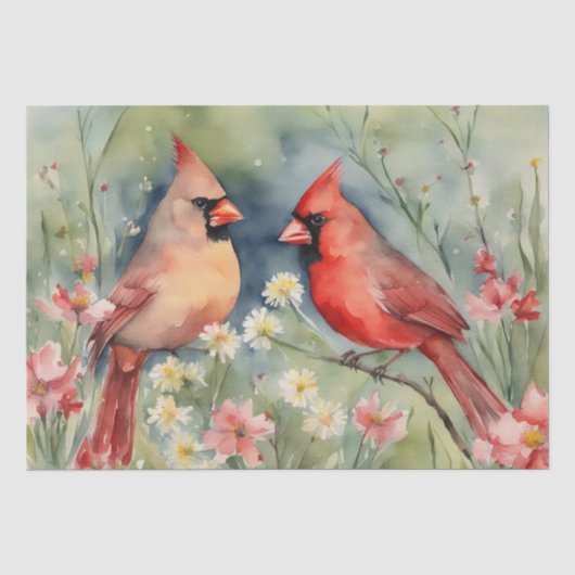 "Kardinal Serenade: Ein Blumenmotiv Seidenpapier (Vorderseite)