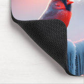 Kardinal singt auf einem Winterzaun Mousepad (Ecke)