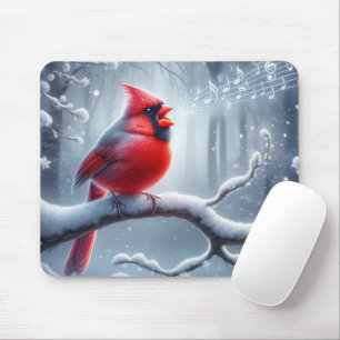 Kardinal singt mit Noten Mousepad