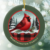 Kardinal Snow in Buffalo Kariert Familienname Mono Keramik Ornament