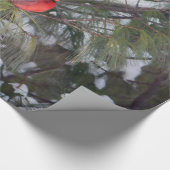 Kardinal Snow Pine Tree Foto Geschenkpapier (Ecke)