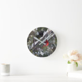 Kardinal Snow Pine Tree Foto Runde Wanduhr (Zuhause)