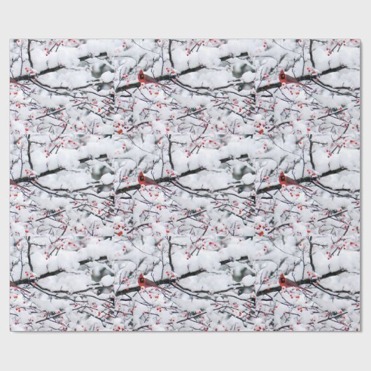 Kardinal Snow Tree Foto Geschenkpapier (Flach)