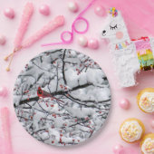 Kardinal Snow Tree Foto Pappteller (Party)