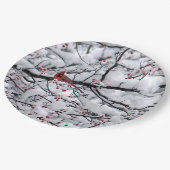 Kardinal Snow Tree Foto Pappteller (Schrägansicht)