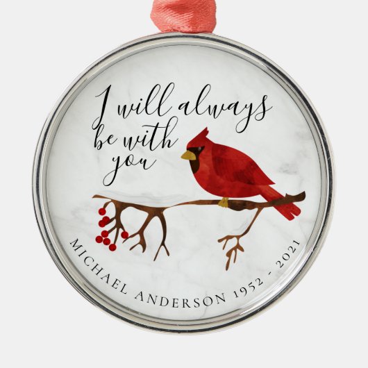 Kardinal Snow Weihnachten Erinnerung Ornament Aus Metall (Vorne)