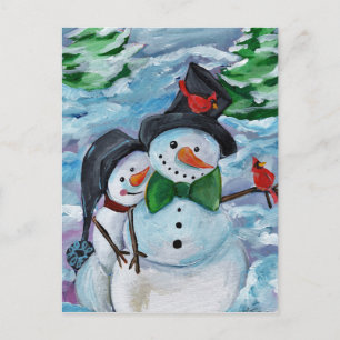 Kardinal Snowmen Postkarte