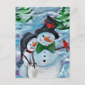 Kardinal Snowmen Postkarte (Vorderseite)