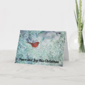 Kardinal Snowy Branch Tree Weihnachtskarte Karte (Vorderseite)