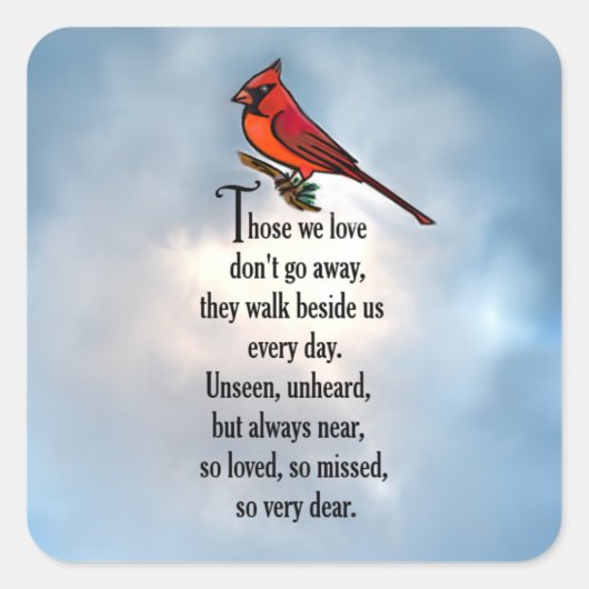 Kardinal "So Loved" Gedicht Quadratischer Aufkleber (Vorderseite)