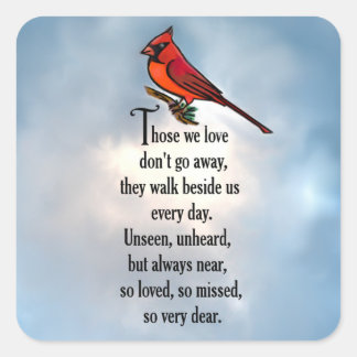 Kardinal "So Loved" Gedicht Quadratischer Aufkleber