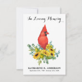 Kardinal Sonnenblumen Moderne Gedenkfeier Dankeskarte (Vorderseite)